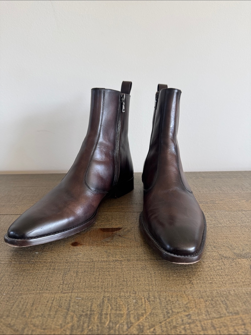 Men's Brown Leather Side-Zip Chelsea Boots